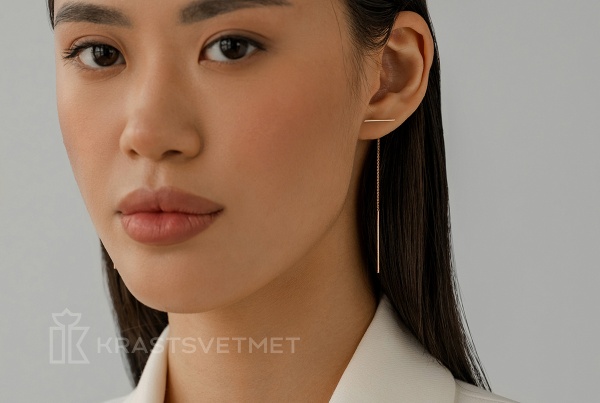 Серьги из красного золота «Палочка на кобре»